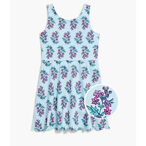 Crewcuts Factory Girls'  Scalloped Active Dress Blue Floral Built-in Shorts 12